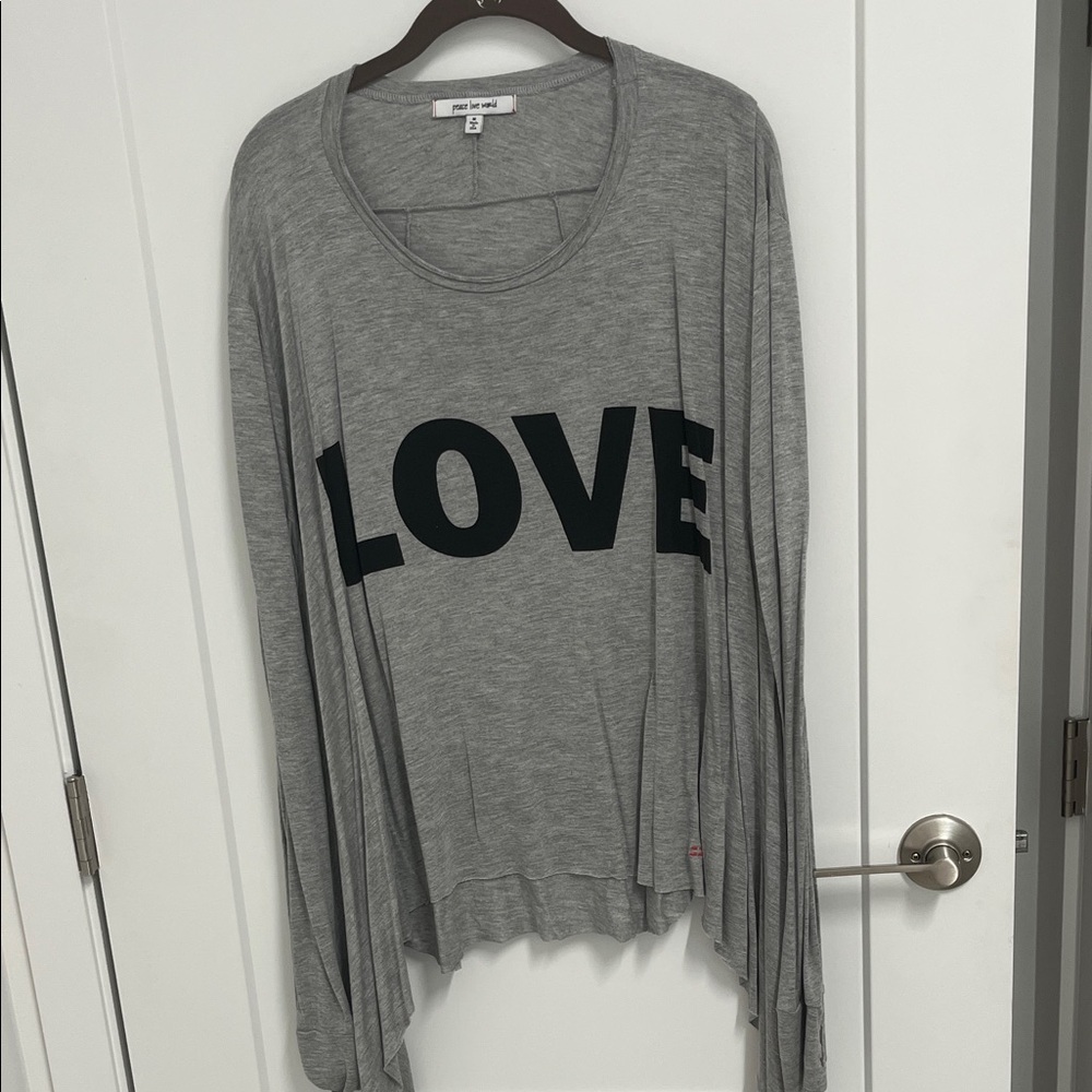Peace Love World Gray Long Sleeve LOVE Top